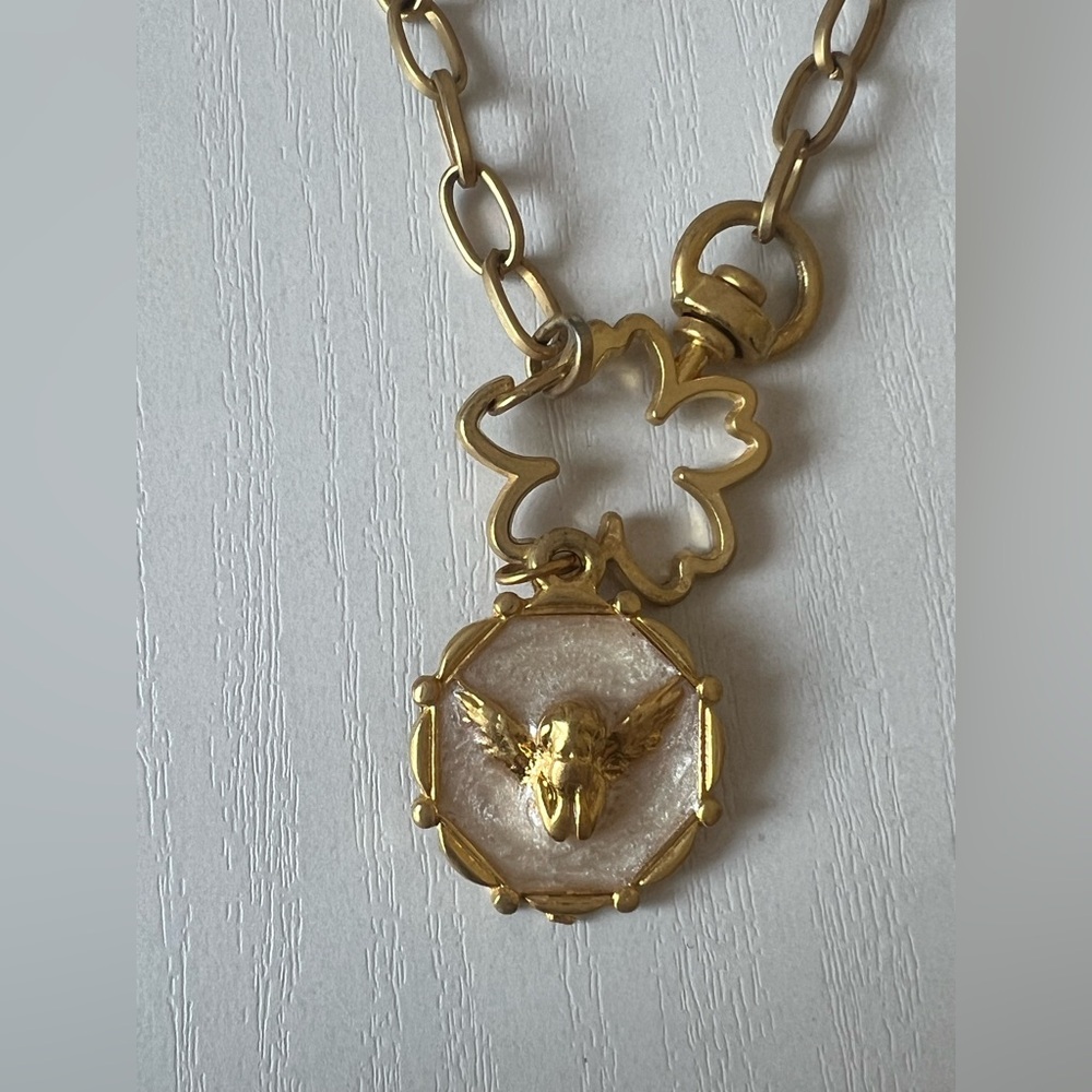22K Gold Plated Angel Pendant Chain Necklace - Picture 5 of 6